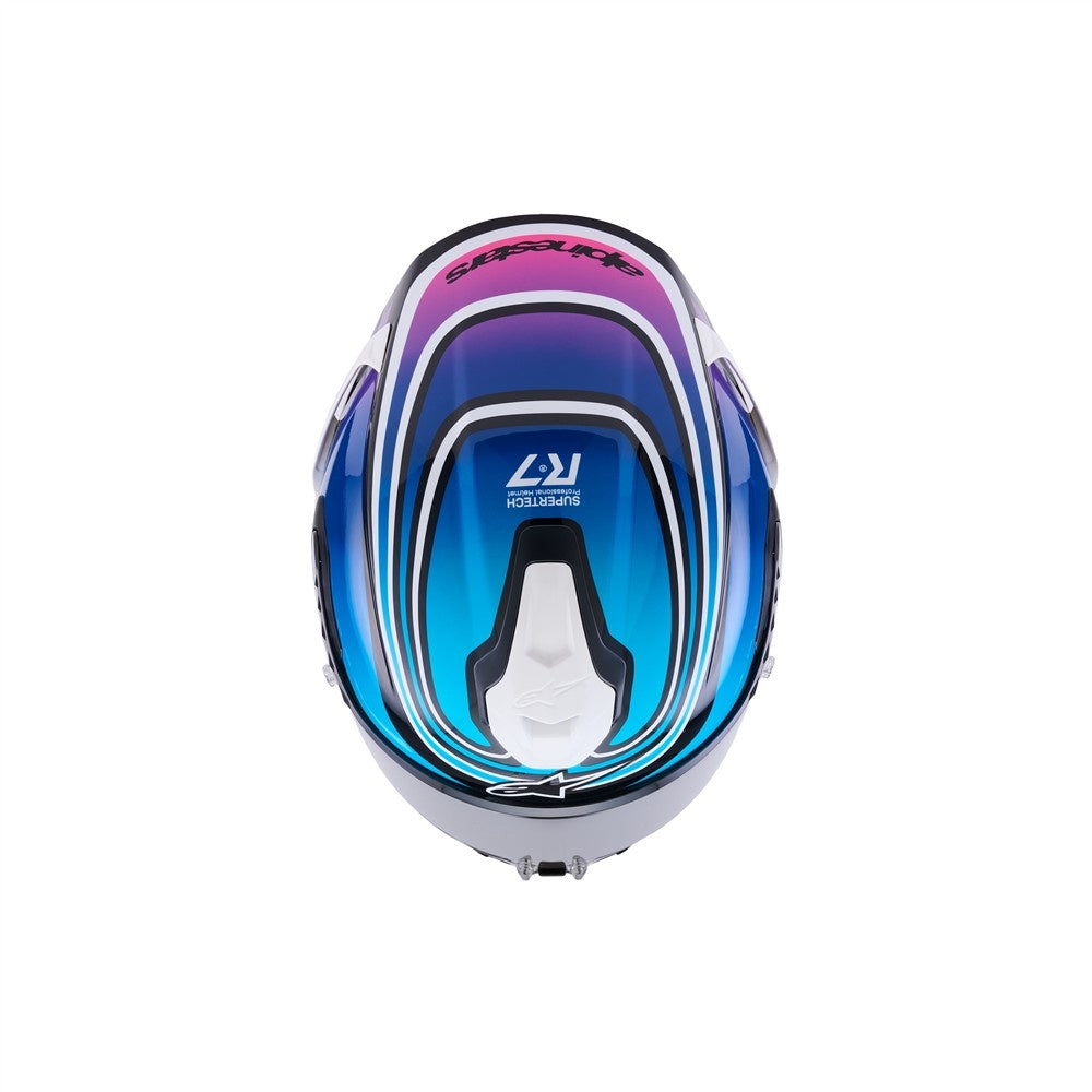 Alpinestars Supertech R7 Helmet Zeal - Black/Blue/Pink Fluoro/White Gloss