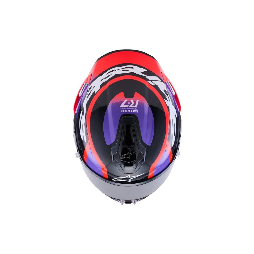 Alpinestars Supertech R7 Helmet Lumen Black/Purple/Red Fluoro/White Gloss