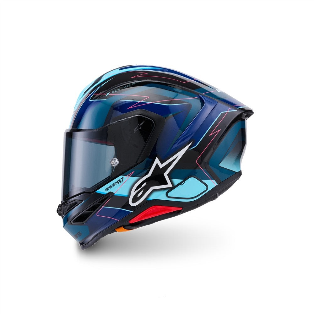 Alpinestars Supertech R7 Helmet Kinetis Black/Blue/Pink Fluoro/White Gloss