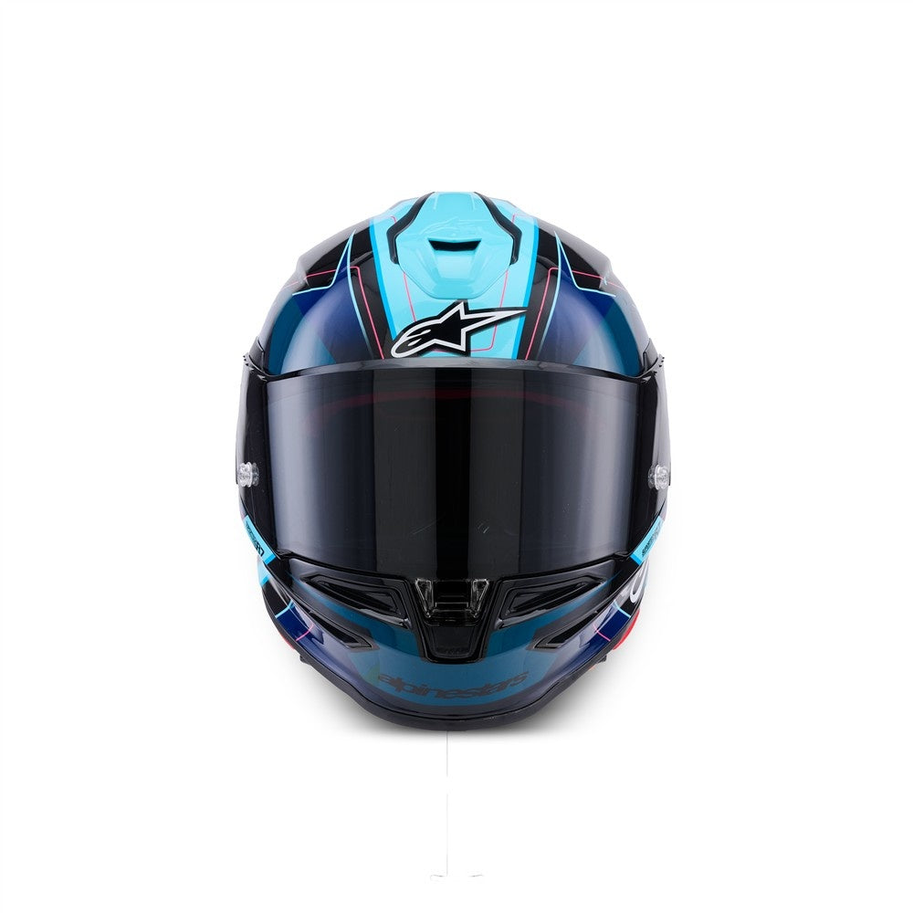 Alpinestars Supertech R7 Helmet Kinetis Black/Blue/Pink Fluoro/White Gloss
