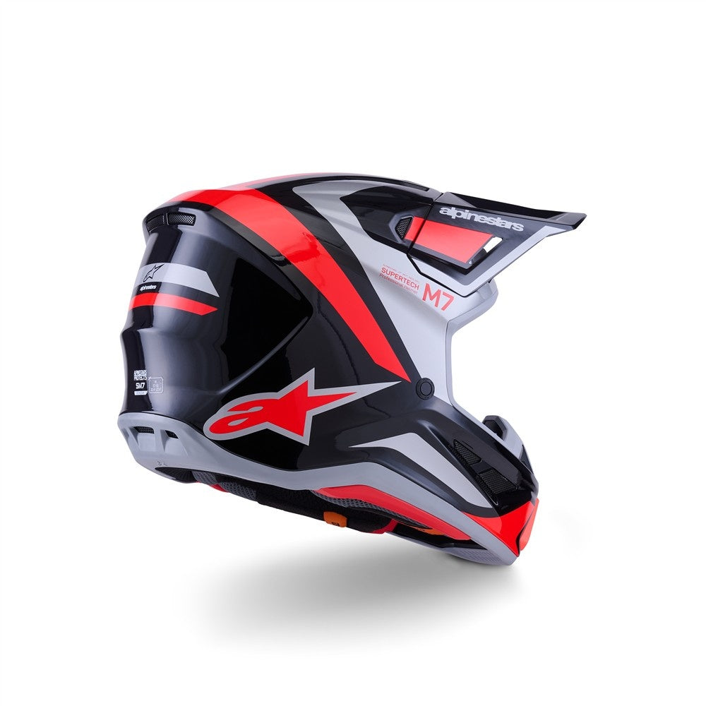 Alpinestars S-M7 Rise Helmet - Black/Sliver/Red Fluoro Gloss