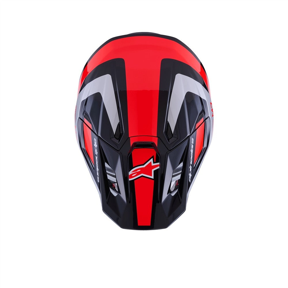 Alpinestars S-M7 Rise Helmet - Black/Sliver/Red Fluoro Gloss