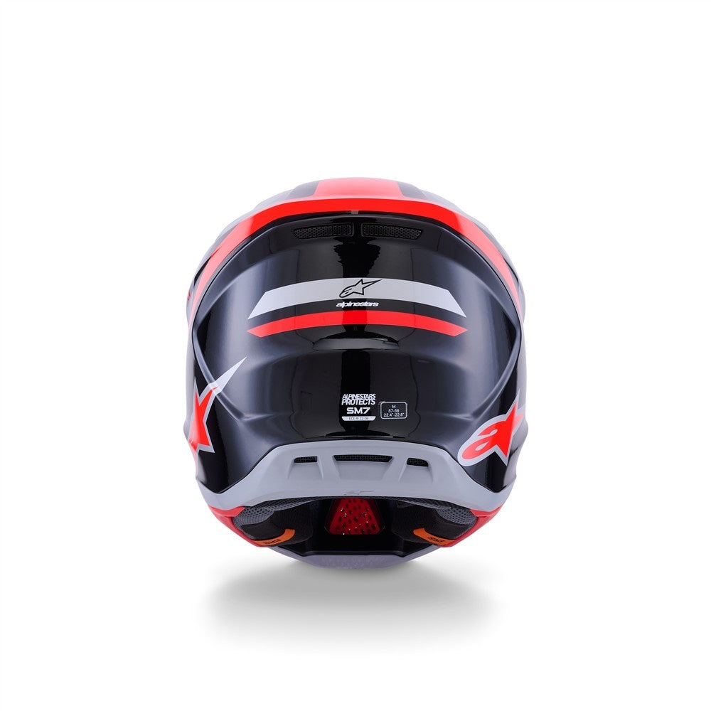 Alpinestars S-M7 Rise Helmet - Black/Sliver/Red Fluoro Gloss