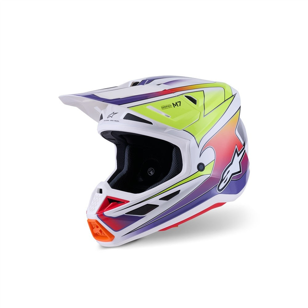 Alpinestars S-M7 Fuse Helmet - White/Yellow Fluoro/Purple Gloss
