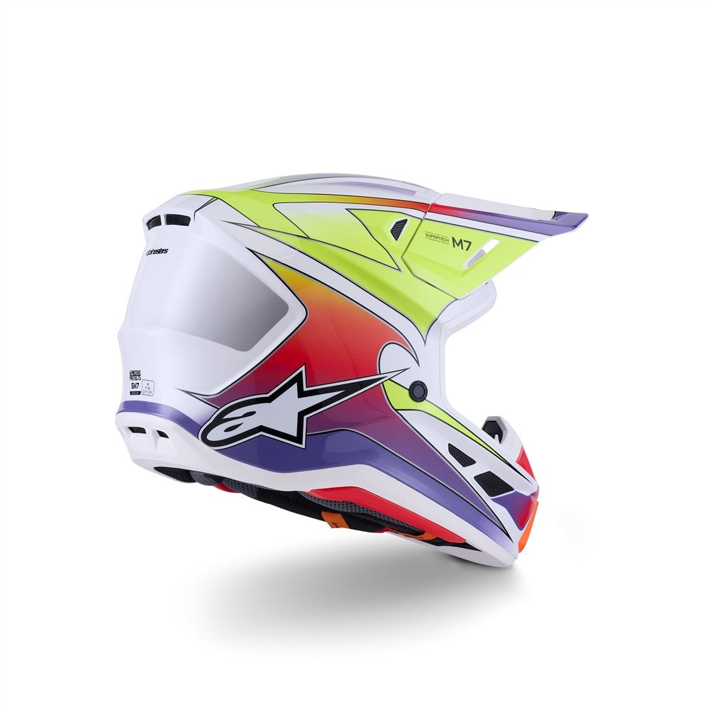 Alpinestars S-M7 Fuse Helmet - White/Yellow Fluoro/Purple Gloss