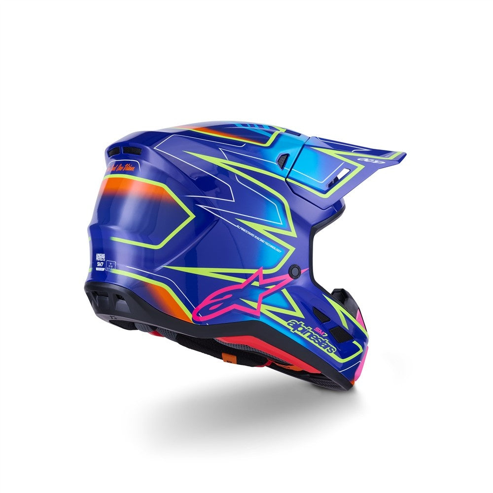 Alpinestars S-M7 Cast Helmet - Blue/Pink/Yellow Fluoro Gloss