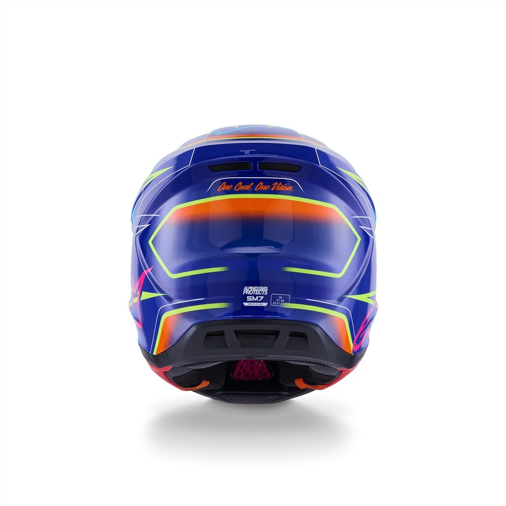 Alpinestars S-M7 Cast Helmet - Blue/Pink/Yellow Fluoro Gloss