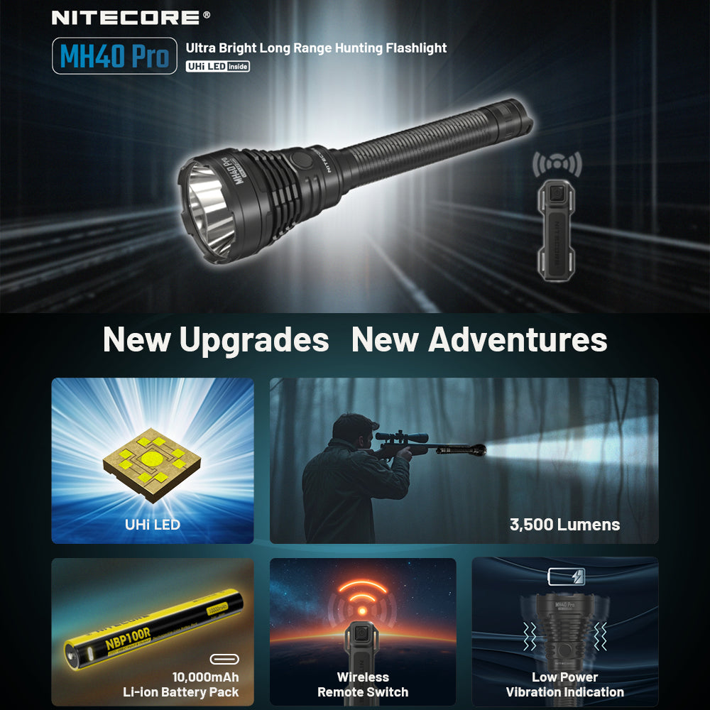 NITECORE MH40 PRO 3500 LUMEN UHI BRIGHT LONG RANGE HUNTING FLASHLIGHT