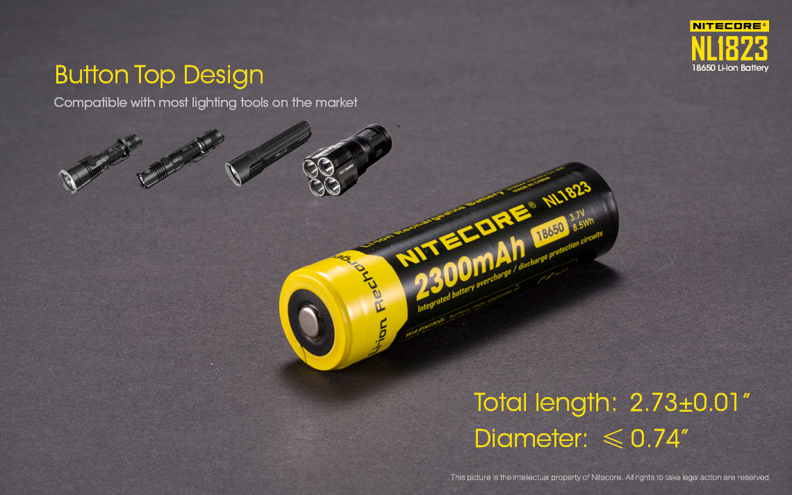 NITECORE LI-ION RECHARGEABLE BATTERY 18650 (3.7v / 2300mAh)