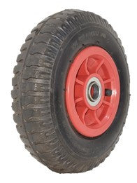 ASSEMBLY - 4"x55mm Red Plastic Rim, 250-4 2PR Military Tyre, 20mm Flange Bearings