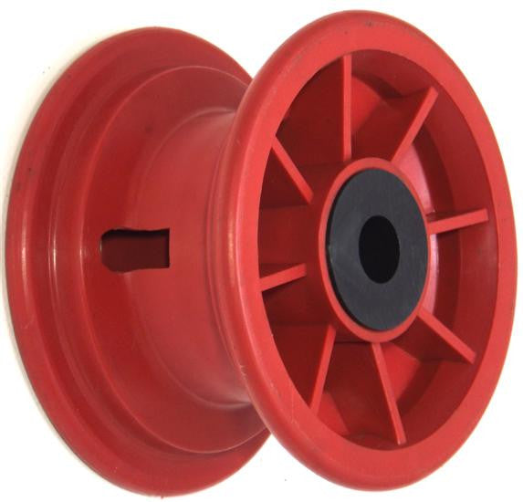 6x63mm Red Plastic Rim, 35mm Bore, 88mm Hub Length, 35mm x 1" Nylon Bushes