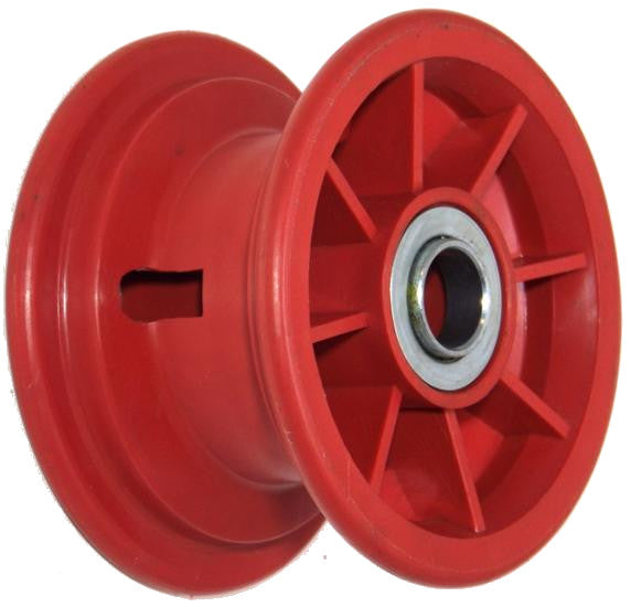 5"x55mm Red Plastic Rim, 35mm Bore, 70mm Hub Length, 35mm x ¾" Flange Bearings
