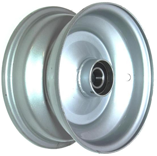 8"x3.75" Steel Rim, 52mm Bore, 85mm Hub Length, 52mm x 1" High Speed Bearings + Hubcap (Pre-assembled)