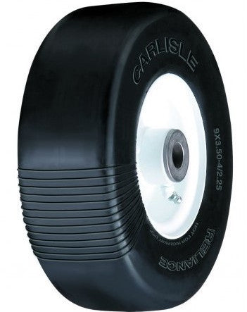 ASSEMBLY - 5"x3.25" White Steel Rim, 5" Hub Length, 11/400-5 Solid Smooth Tyre, ¾" Bushes - Reliance - Mower Decks