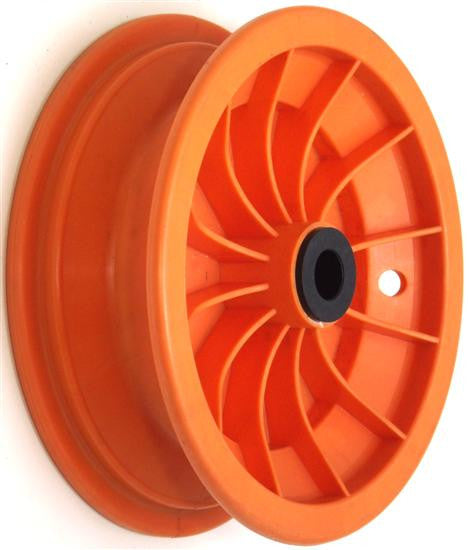 8"x65mm Red Plastic Rim, 35mm Bore, 70mm Hub Length, 35mm x 1" Nylon Bushes