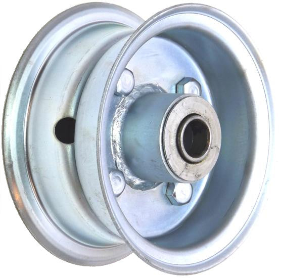 4"x2.00" 2-Pc Zinc Coated Rim, 35mm Bore, 62mm Hub Length, 35mm x ¾" Flange Bearings