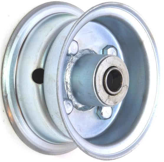 4"x2.00" 2-Pc Zinc Coated Rim, 35mm Bore, 62mm Hub Length, 35mm x 16mm Flange Bearings