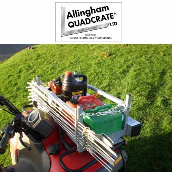 The Allingham QUADCRATE® Front Post Holder can carry electric fence posts too