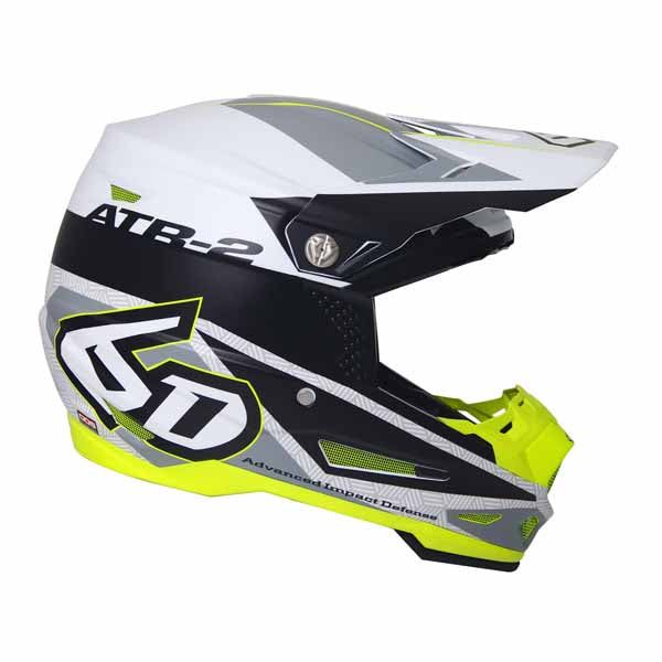 6D ATR-2 adult offroad/dirt helmet in Metric White/Neon colourway