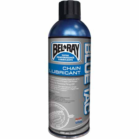 Bel-Ray Blue Tac Chain Lube is the ultimate chain lubricant for all street, off-road and racing motorcycle chain applications, including O, X and Z rings