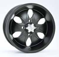 ITP System Six in black. Also available is interchangeable coloured aluminium wheel spoke inserts in red, blue or polished so you can match your wheel specifically to your ATV or UTV