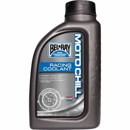 1L - Bel-Ray Moto Chill Racing Coolant is a special non-toxic propylene glycol formula designed for better heat transfer and cooler running engines.  It protects cooling systems from corrosion including those with magnesium and aluminum components.
